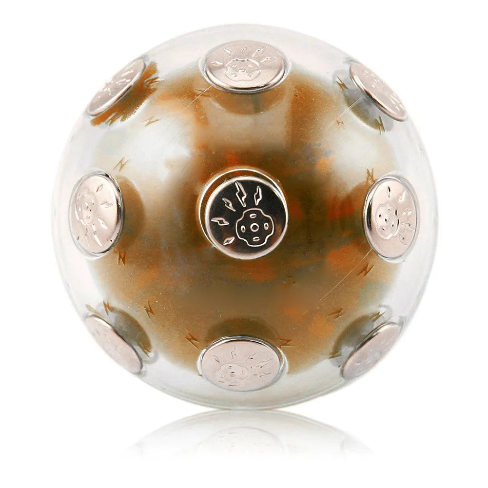 Gold electric shock ball with red and blue LED lights and automatic shutdown function