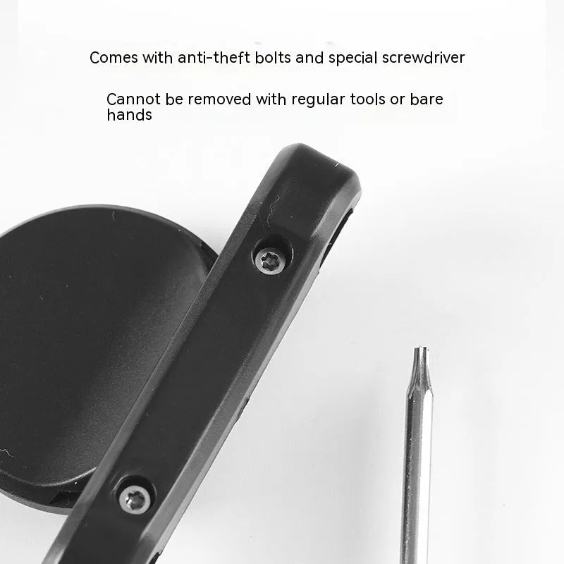 Black ABS plastic bicycle tracking device bracket with anti-theft bolts and installation tools