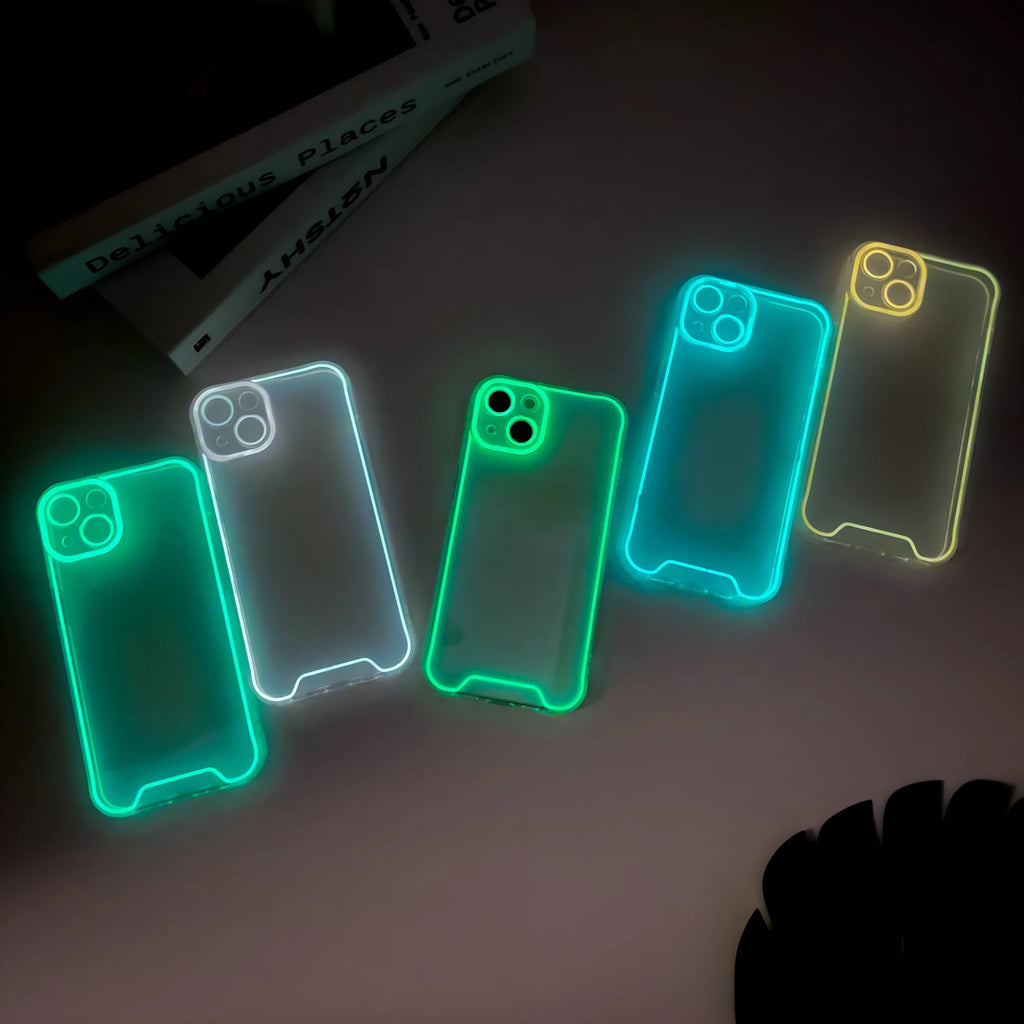 Glow in the dark soft TPU iPhone case in multiple colours for iPhone 14, 13, 12, and 11 models