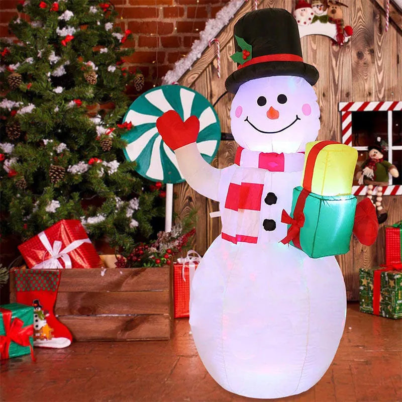 Outdoor Christmas LED inflatable decoration showing Santa, snowman, or tree design with illuminated features