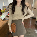 Gentle long-sleeved knitted cardigan top in loose fit free size showing viscose fibre construction and colour options