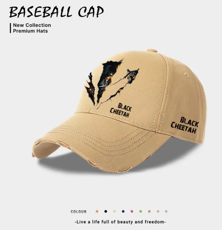 Men's casual polyester baseball cap in beige, shown on a head model