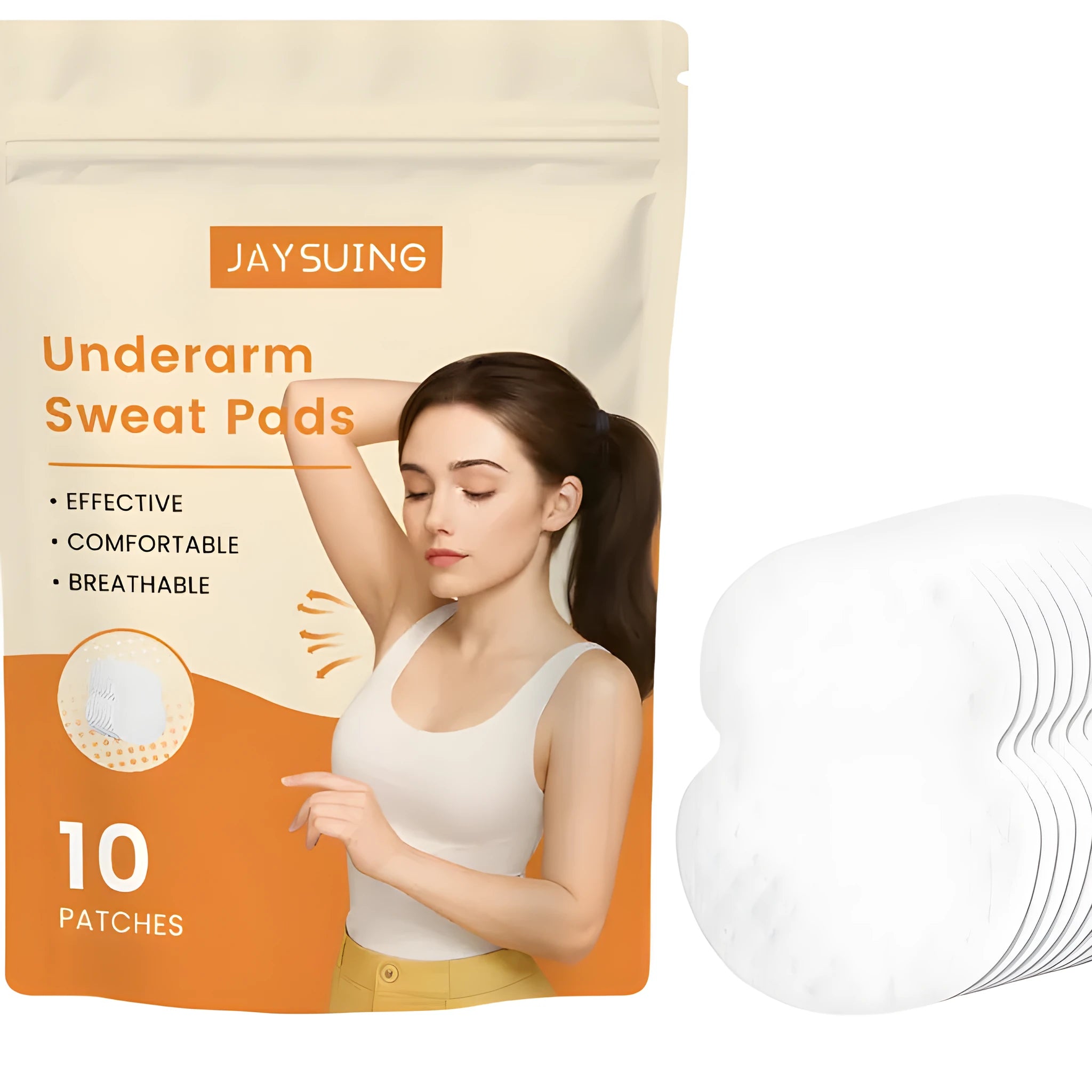 Pack of 10 disposable underarm sweat absorbing patches for clothing protection