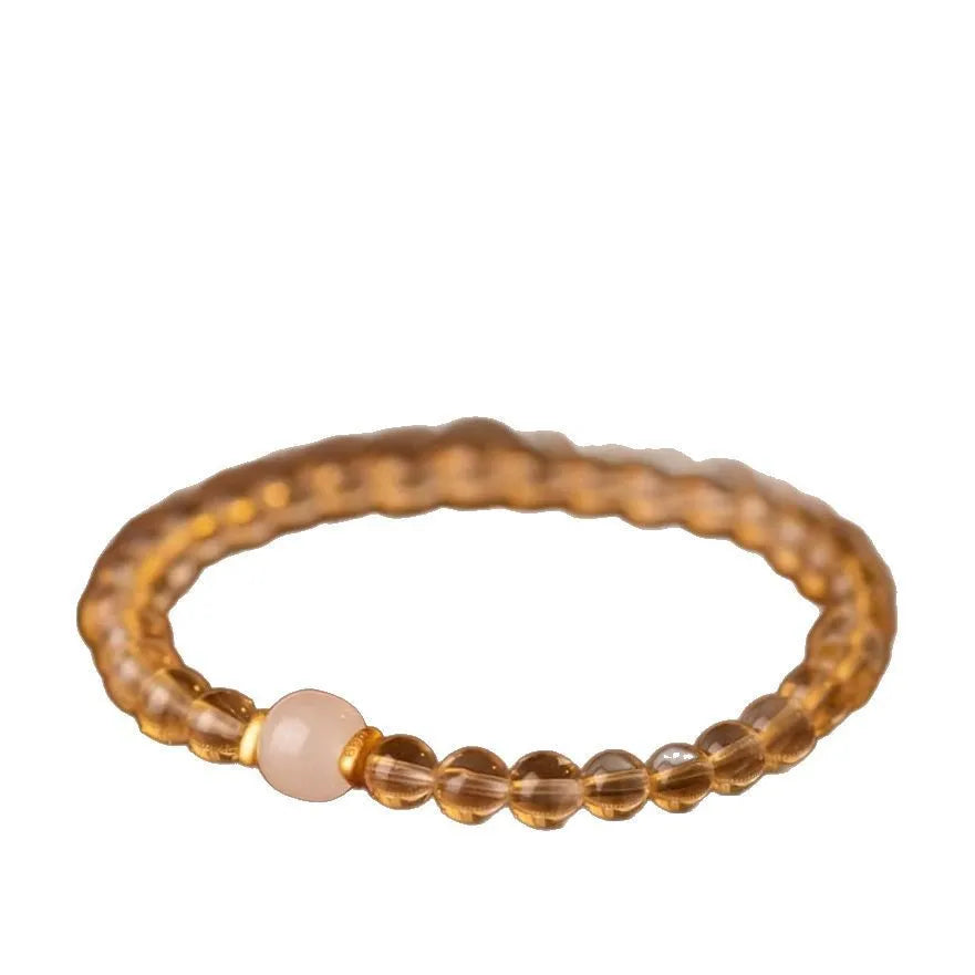 Putuo natural gold rutilated quartz bracelet with pearl accents in green or white jade colours