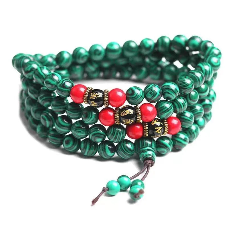 108 beads turquoise meditation bracelet with 6mm synthetic stone powder round beads