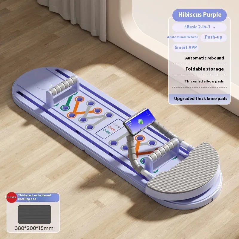 Multifunctional foldable supine board in glacier gray with smart APP for home ab and shoulder workouts
