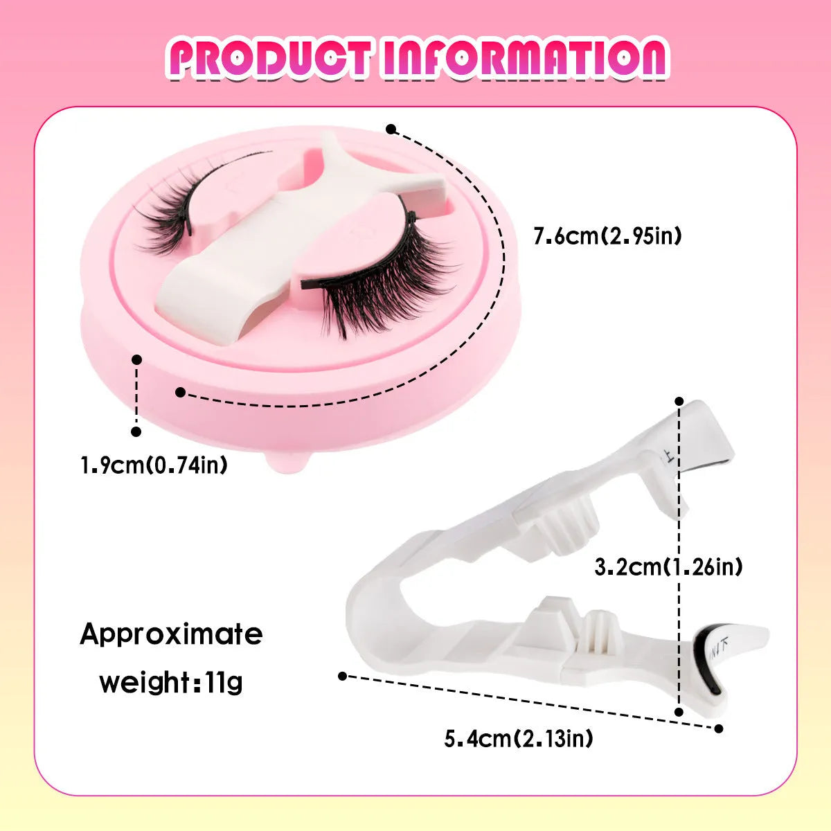 Reusable waterproof false eyelashes with glue-free application in natural thick style