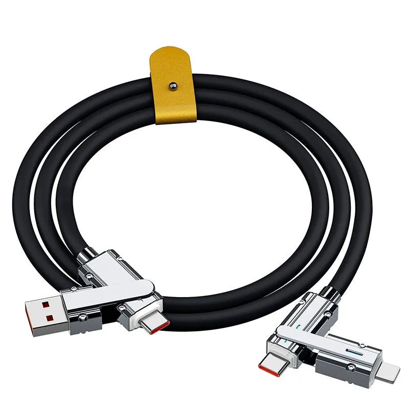 Orange fast charging cable with zinc alloy Lightning and USB-C connectors