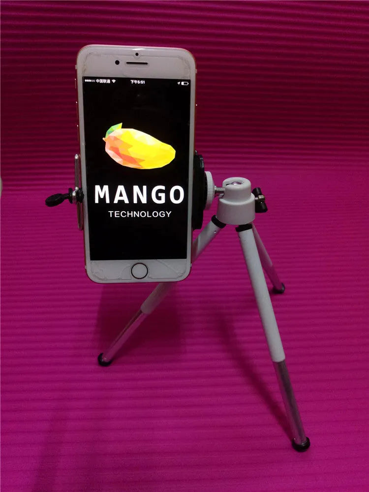 Black desktop phone holder with adjustable two-section bracket supporting smartphone