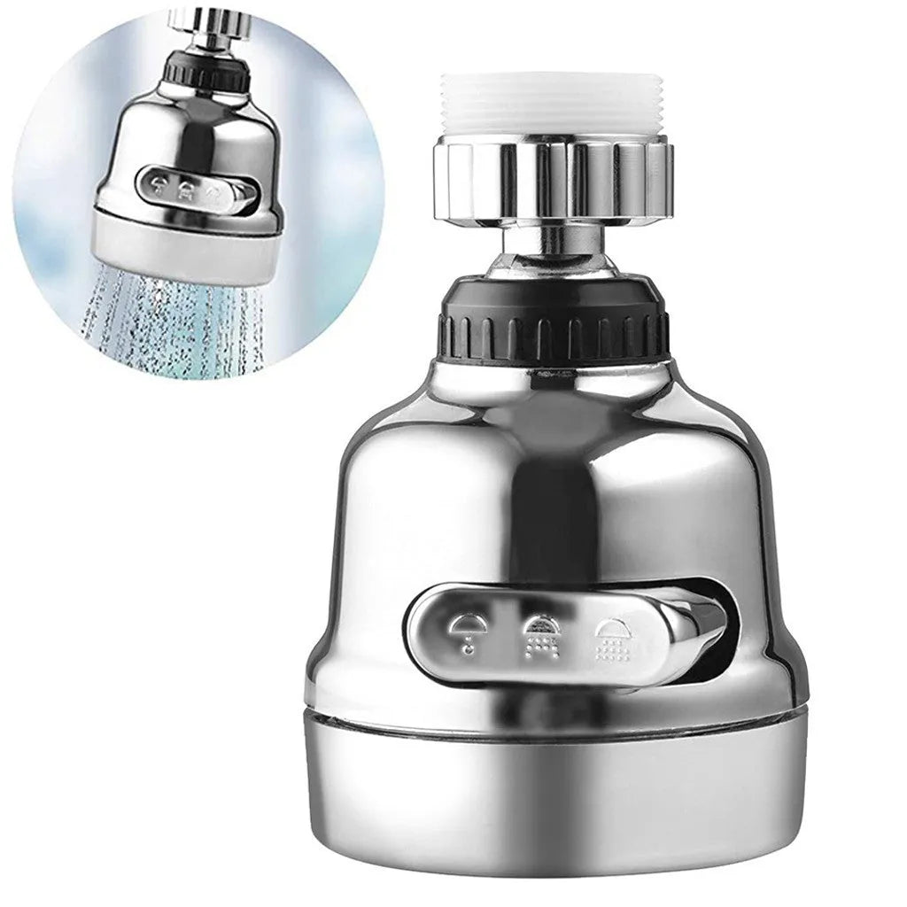 White and grey ABS faucet booster shower with 3-mode spray and 360-degree rotation for round taps