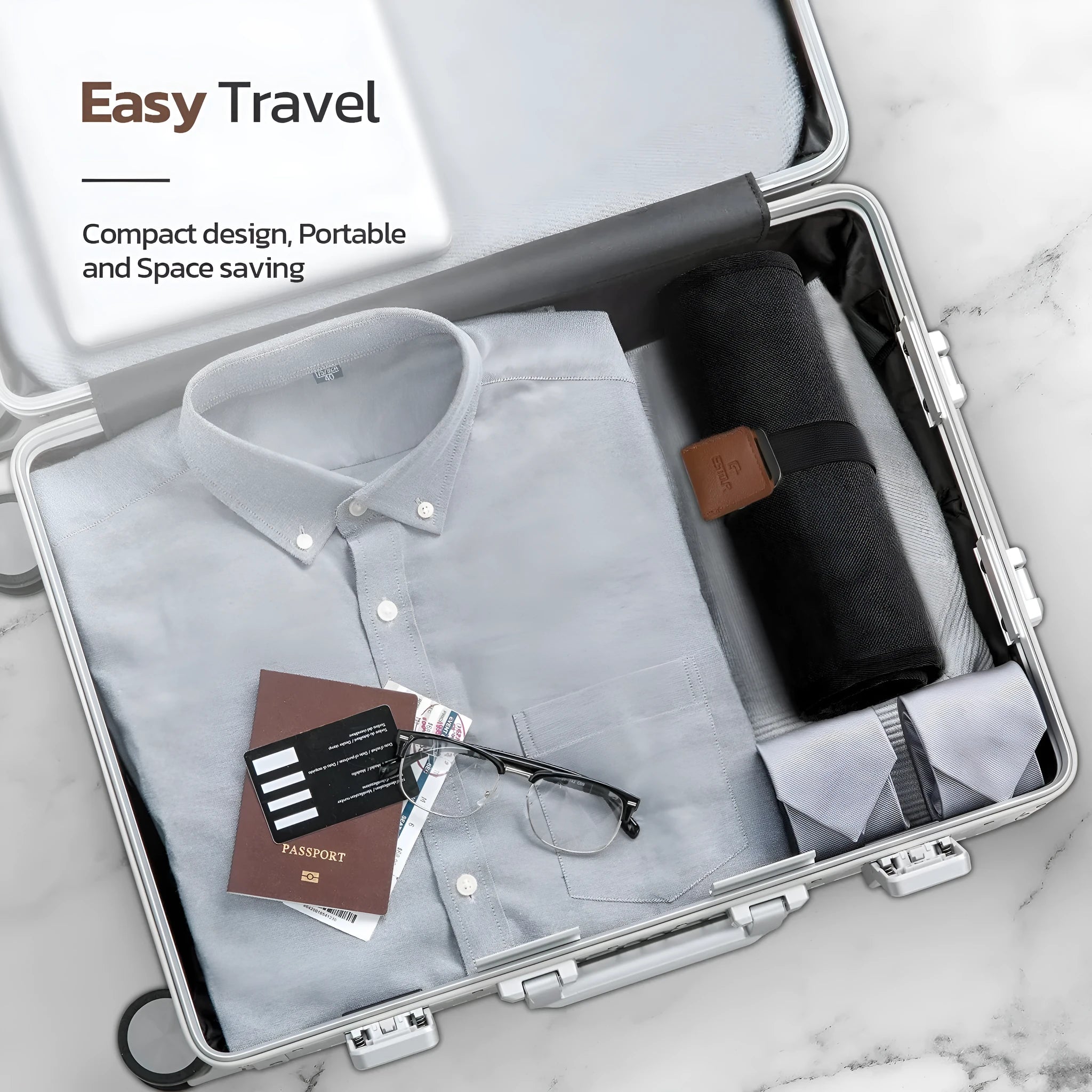 Men's black portable reel wash bag with buggy design and PU material