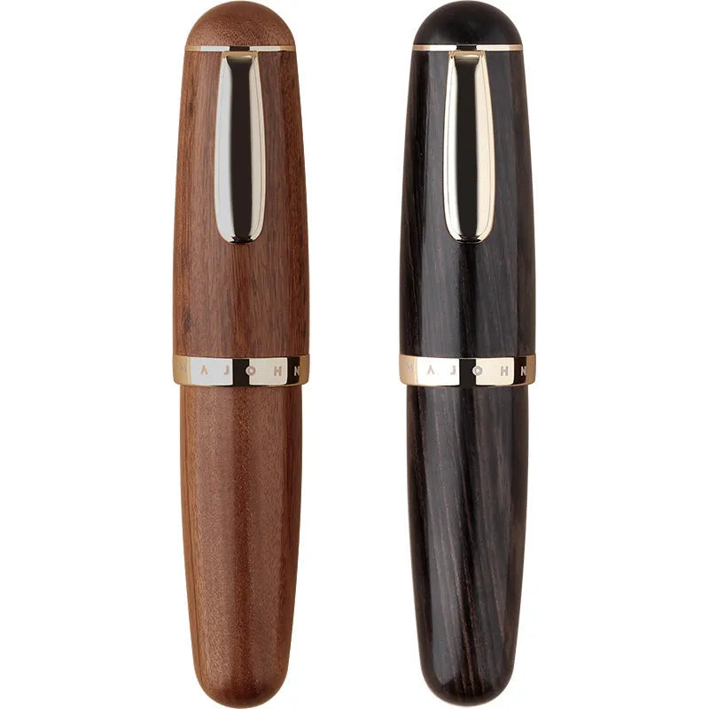 Solid wood ink pen with fine tip, short chubby body in Ebony Rosewood finish