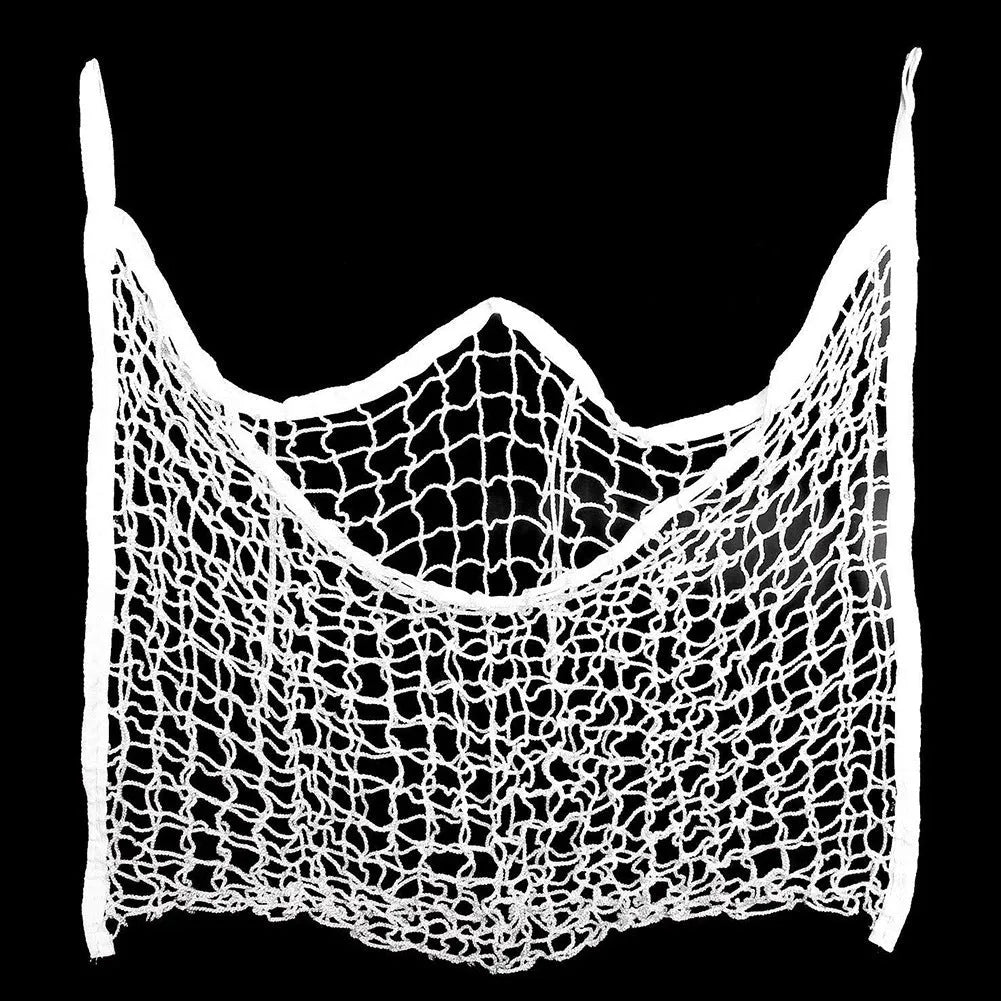 Woven polyethylene rope horse feeding bag with grid design in black colour