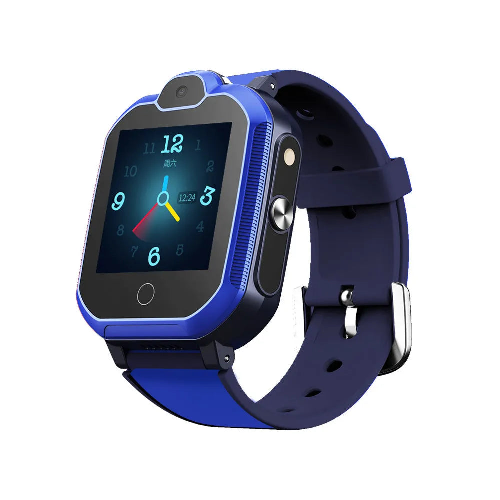 Children's 4G video calling smartwatch in blue with silicone strap and touch screen