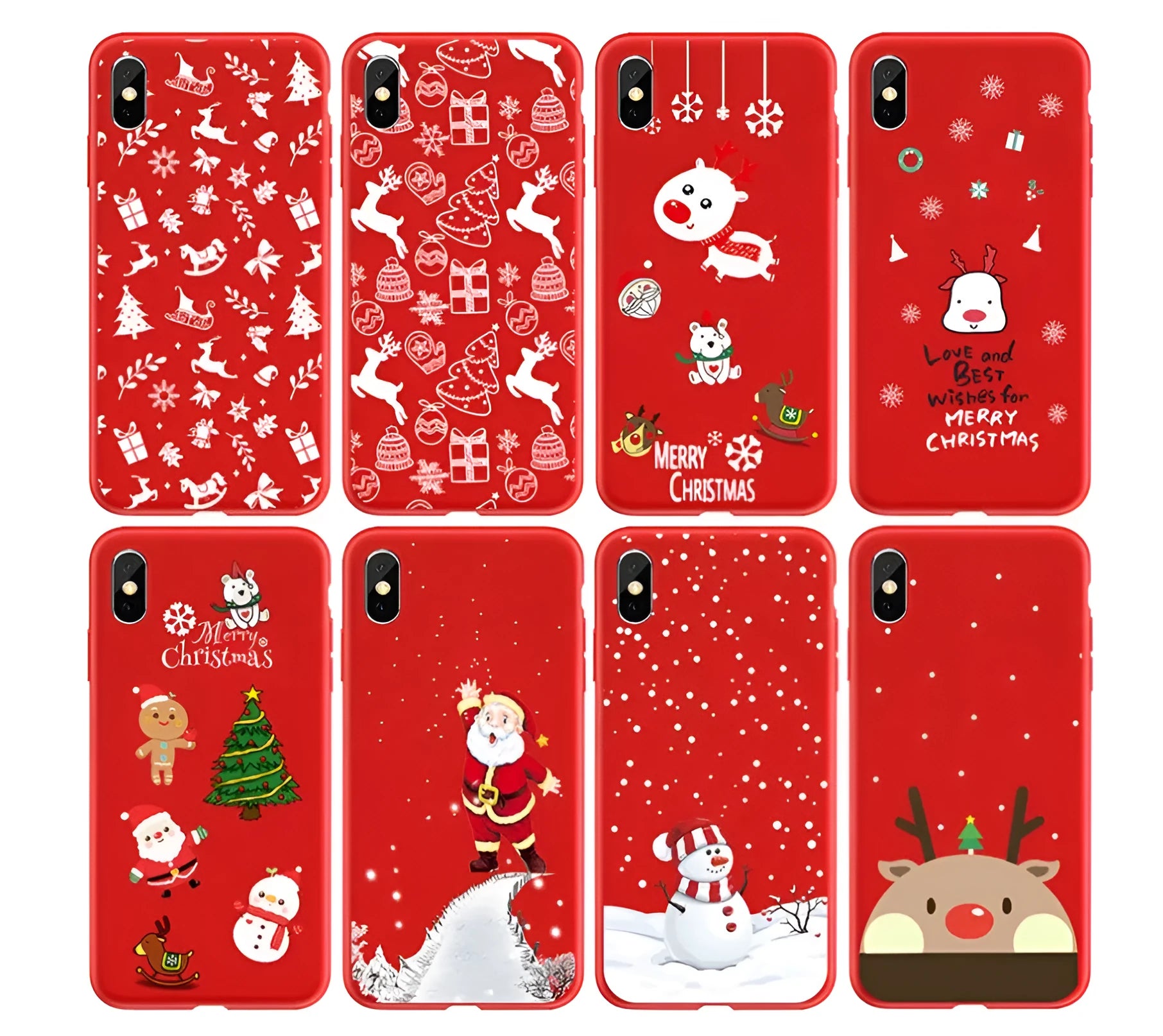 Christmas-themed painted back cover phone case for iPhone models