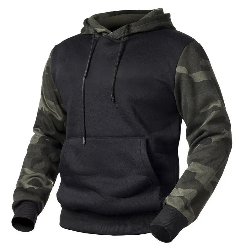 Men's camouflage pullover sweatshirt in Army Green, made from 100% polyester