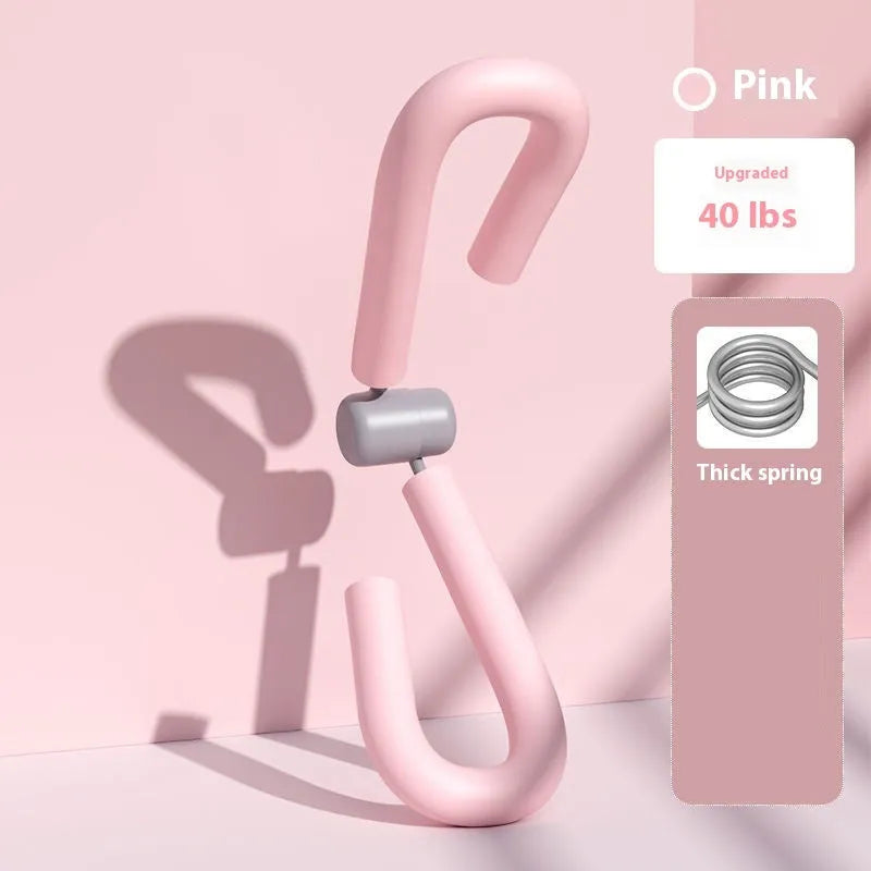 Four-piece yoga fitness set showing leg stretcher, yoga ring, pedal puller, and figure-eight tension rope.