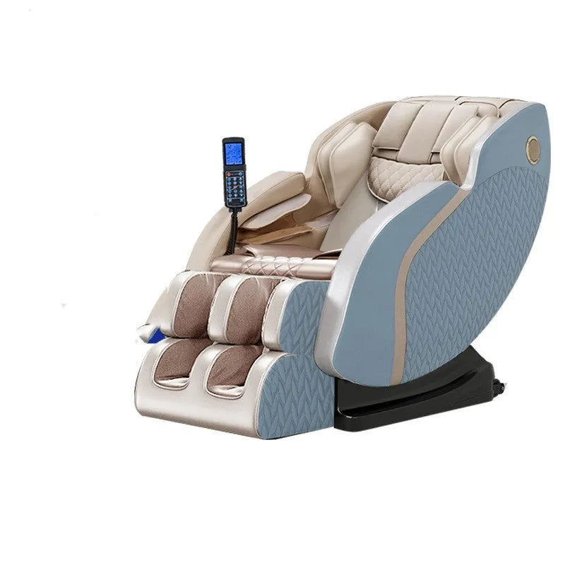 Home massage chair in classic black brown polyurethane leather with full-body electric function