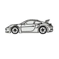 Black iron sports car wall art decoration on a wall, suitable for home or office use
