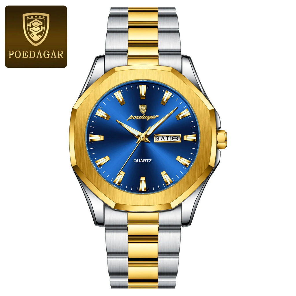 Men's steel strap quartz watch with 9mm thickness case in business style with multiple colour options