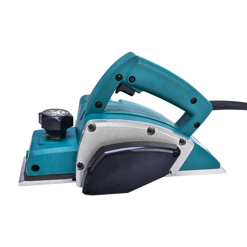 Red aluminium shell electric wood planer tool with 82mm planing width for carpentry work