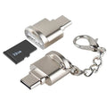 Micro USB OTG TF card reader adapter with metal body, golden colour, 23x16x10mm, for Android phones