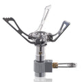 Portable folding mini camping stove made of stainless steel, copper, and aluminium with carry pouch