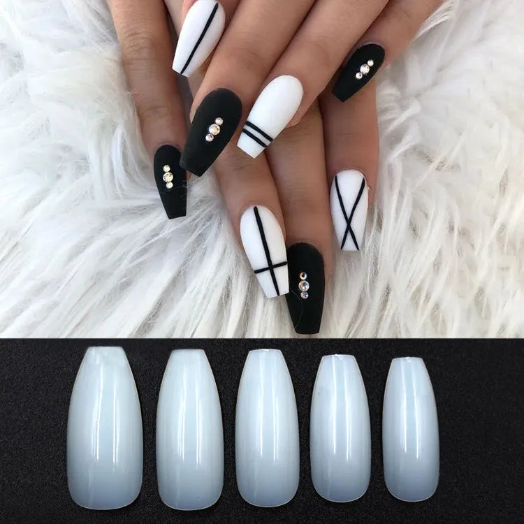 500 transparent natural ABS false nails in 10 sizes, clear and natural colour options, 50 pieces per bag