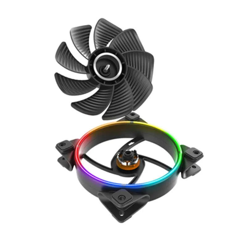 Three black 120mm RGB PC case fans with illuminated blades.
