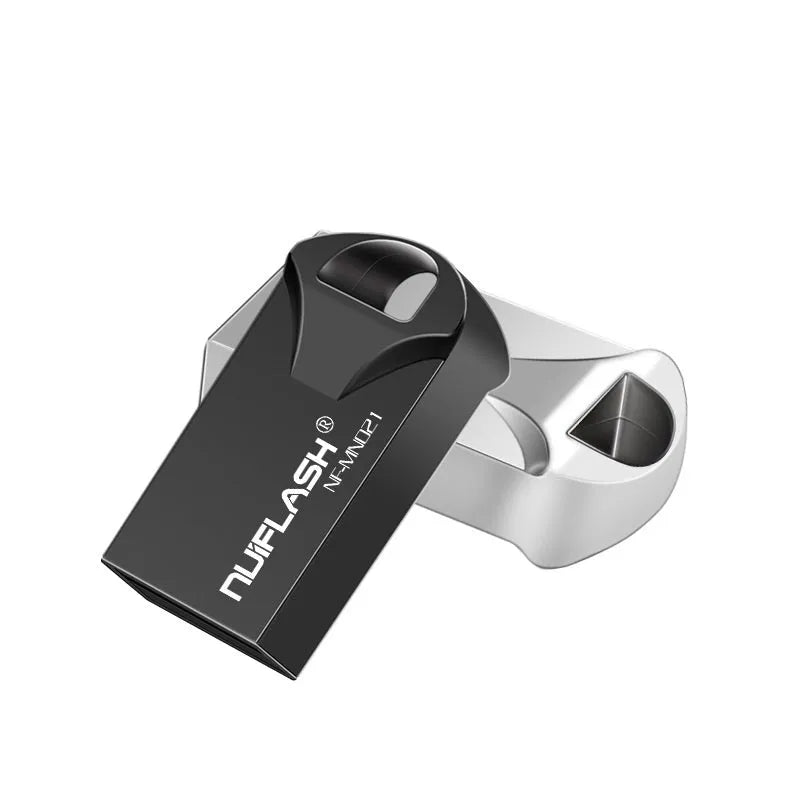 Mini USB 2.0 flash drive with solid state storage in black or silvery casing