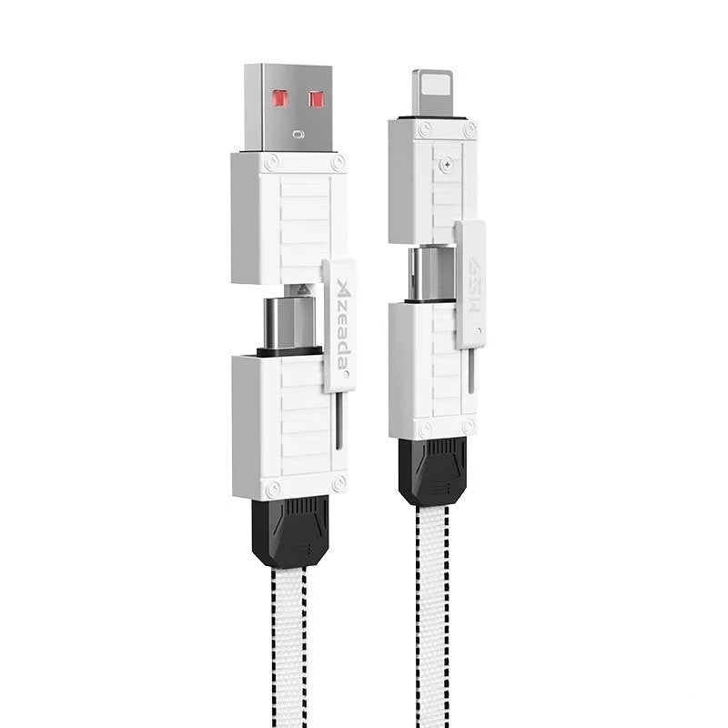 Azeada 65W woven data cable with Lightning and Type-C connectors in 1.5m length, black colour