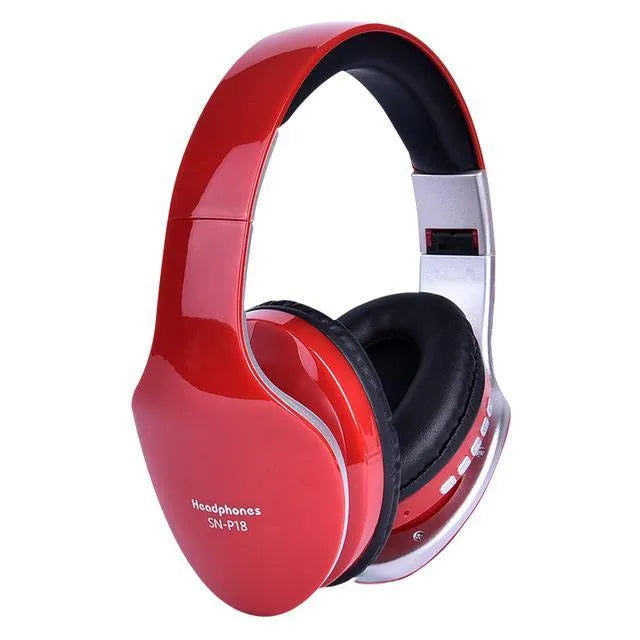 HobbyLane Bluetooth wireless headset with 40mm drivers in black, red, and white colour options