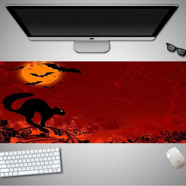 Halloween oversized mouse pad with non-slip rubber backing in various pattern designs