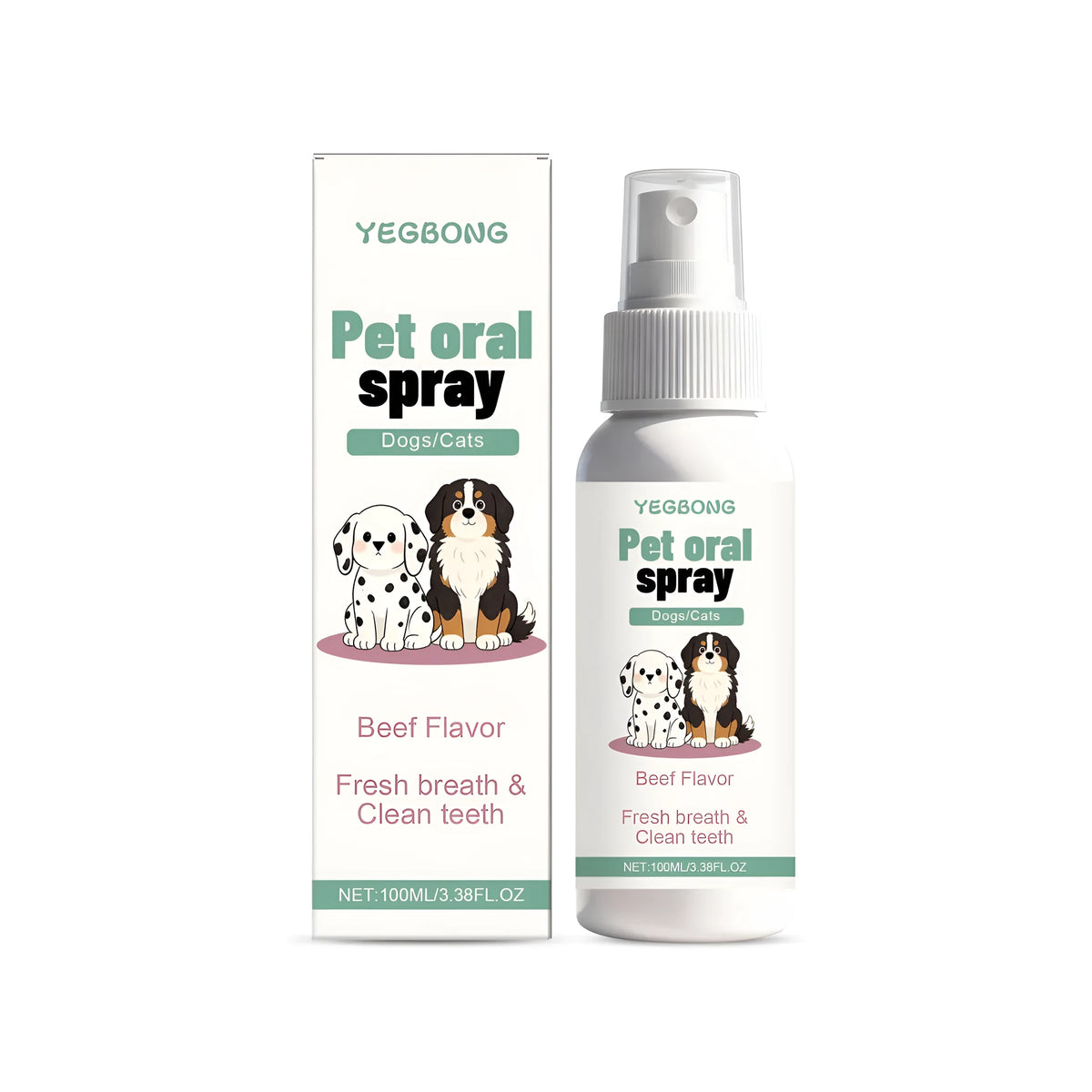 Pet oral spray 100ml bottle with honeysuckle and chrysanthemum extracts for dog and cat dental care