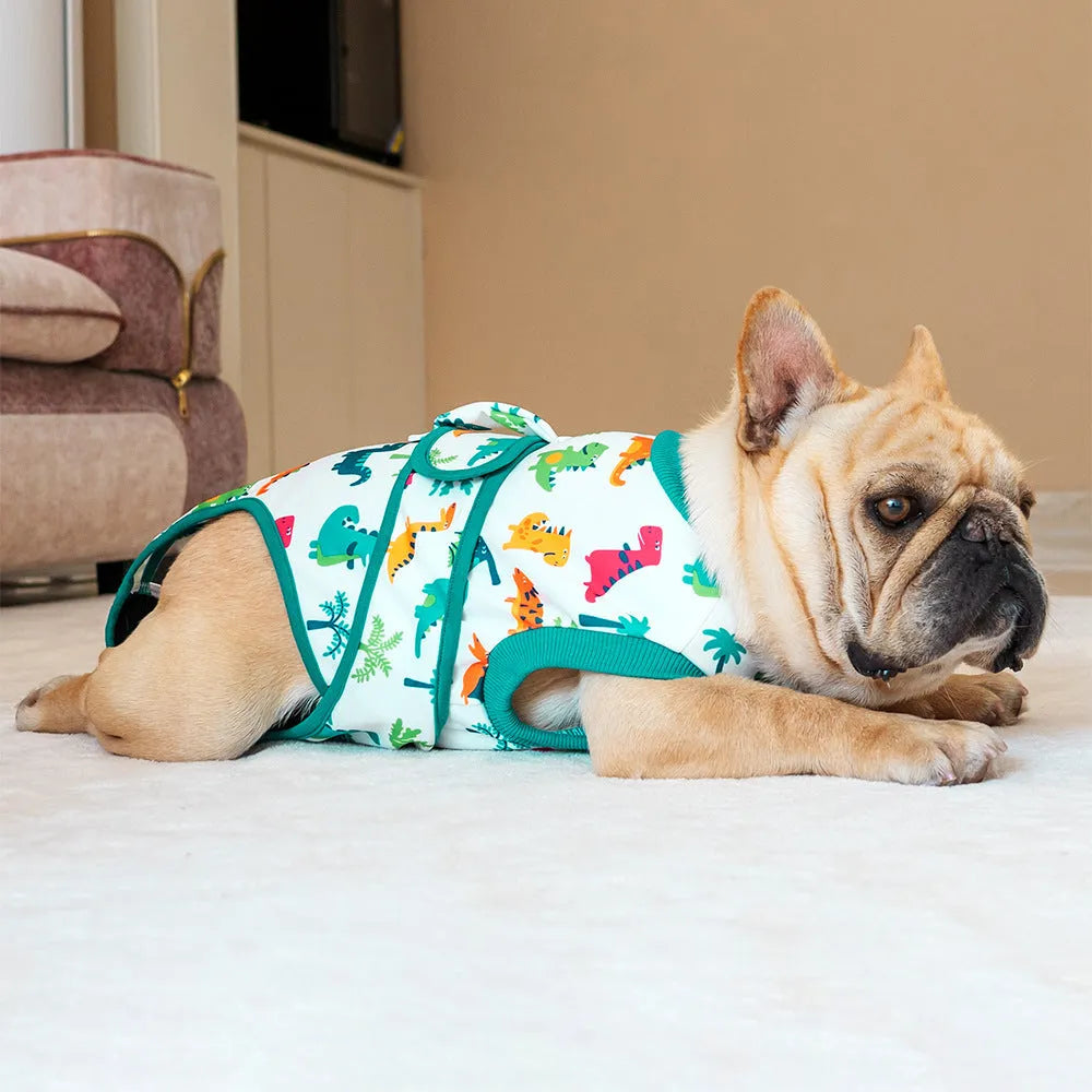 Black polyester pet recovery suit anti-licking garment for dogs and cats after surgery