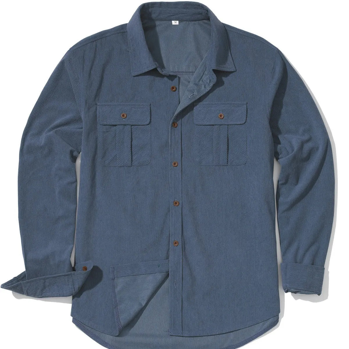 Men's loose-fit corduroy shirt in retro Japanese style with sanded velvet texture.