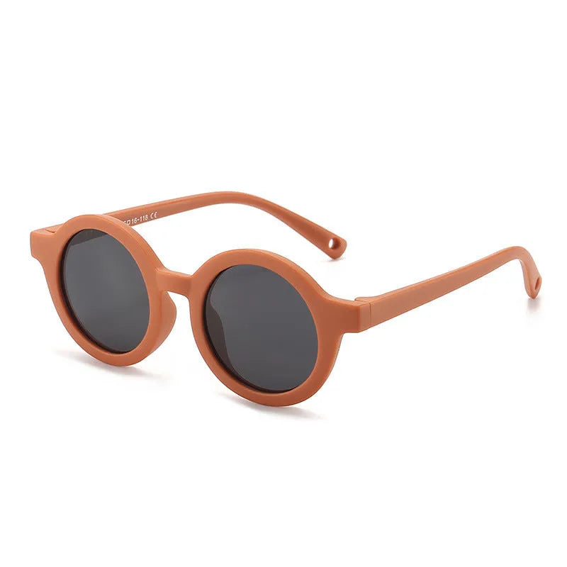 Children's silicone sunglasses with round frame and polarized lenses for 0-3 year olds