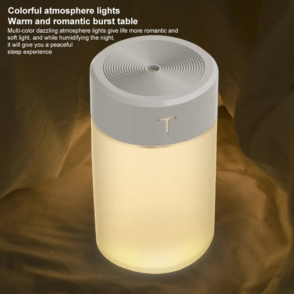 Mini USB humidifier with night light round plastic body 80mm white model Dabai