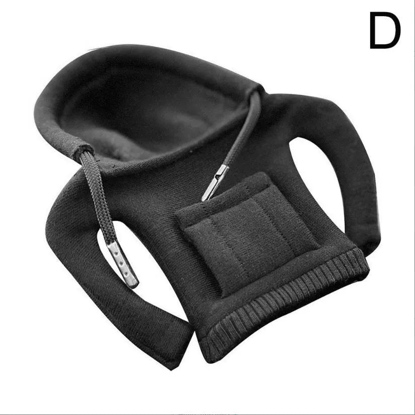 Cloth car gear shift knob hoodie cover in multiple colour options next to a gear lever.