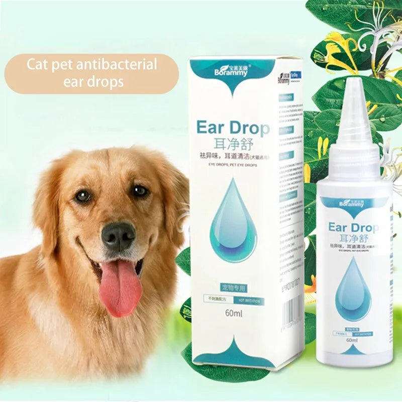 60ml green pet ear cleaning liquid bottle for general dog and cat ear cleaning