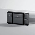 Black PVC automotive sun louver storage clamp with glasses, measuring 32cm by 3.5cm by 16cm
