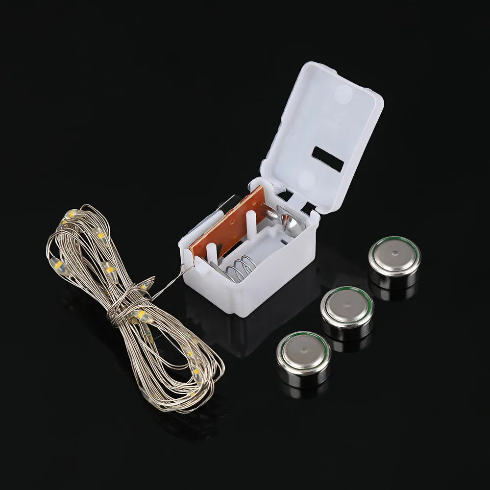 2m battery-powered LED copper wire string lights with PVC shell and steady warm glow
