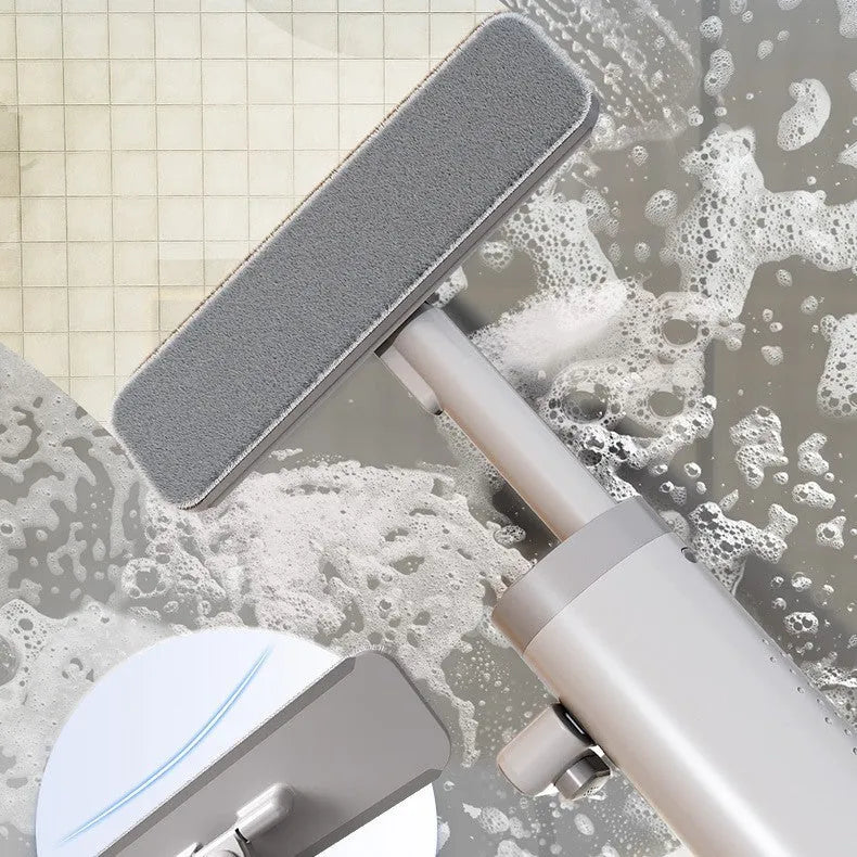 Rotatable self-squeeze flat mop with crevice brush and microfiber pads for floor cleaning