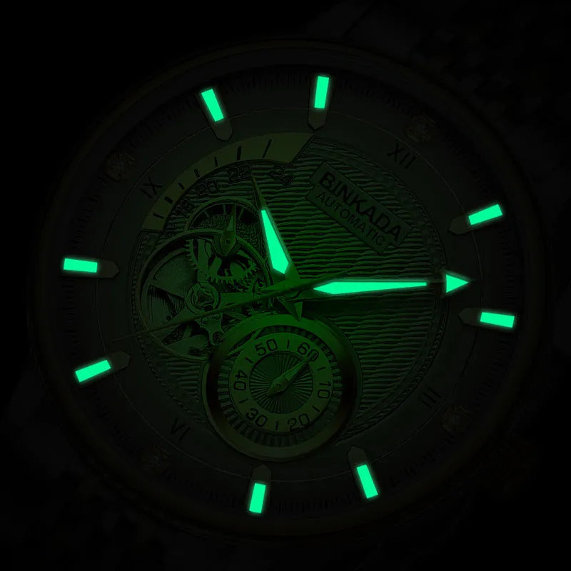 Men's full-automatic waterproof mechanical watch gold white dial 9mm thickness business style