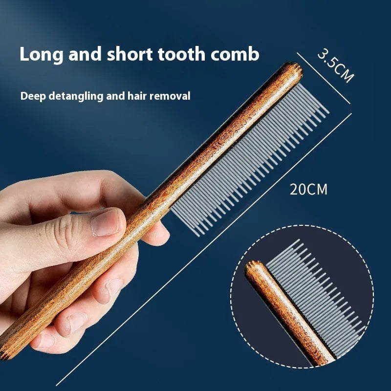 Stainless steel flea comb with dense teeth for dog and cat grooming