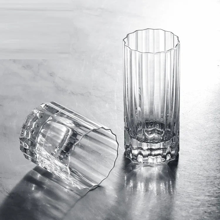 Light luxury crystal glass thick bottom lace whiskey glass on table