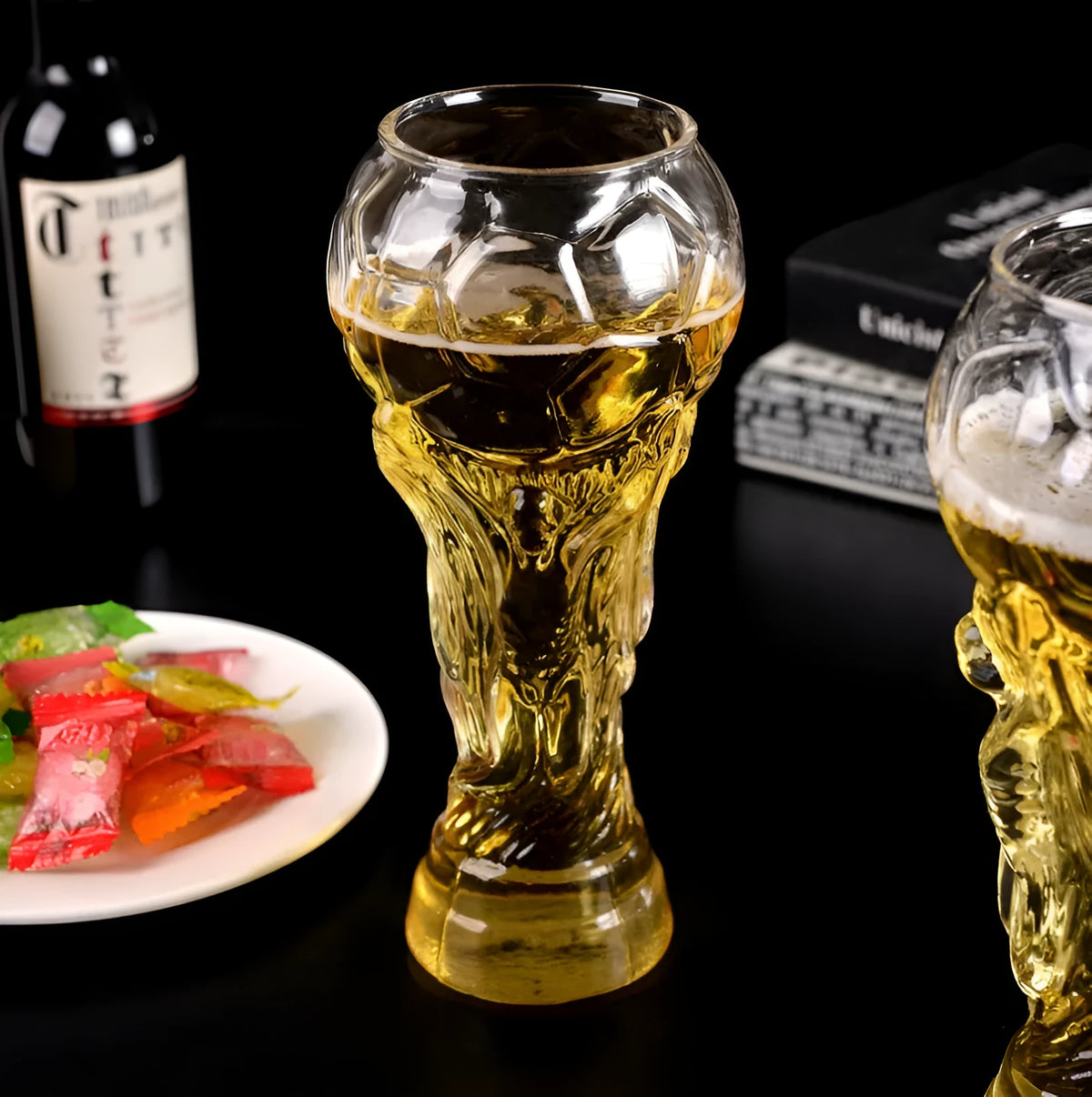 Hercules Beer Cup World Cup Football Cup transparent glass 450ml 19cm tall with 6cm diameter