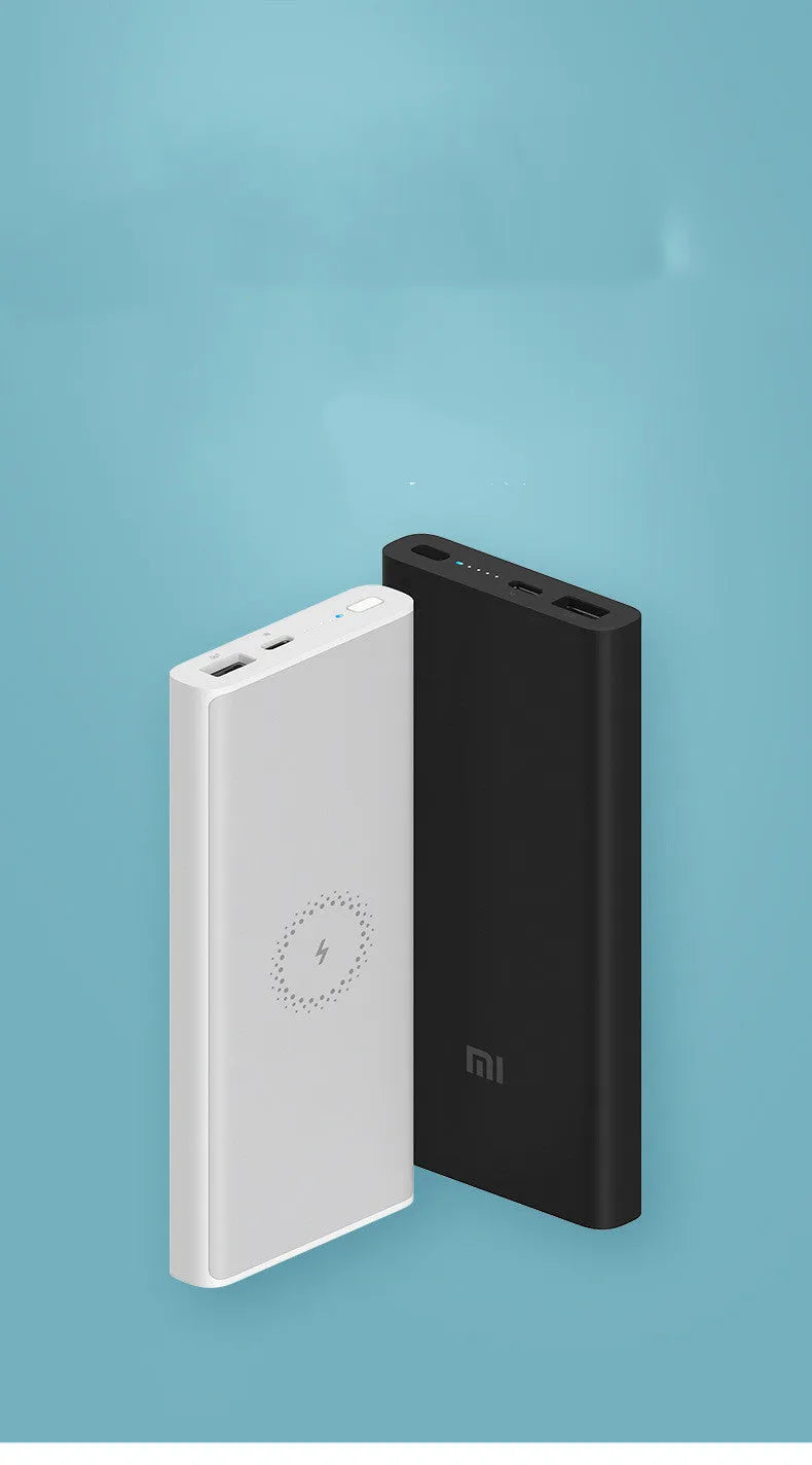 Black or white 10000mAh capacity power bank showing USB Type-C port and single USB output.