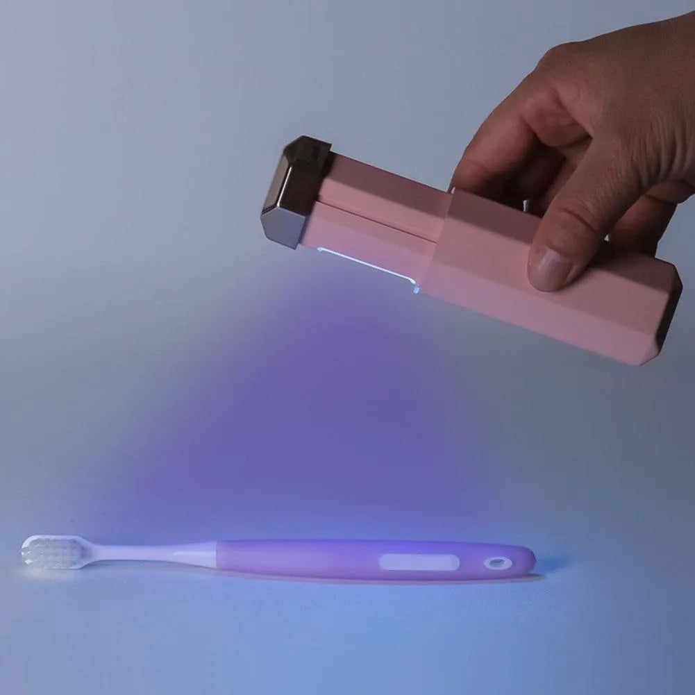 Portable UVC ozone USB germicidal wand, 253.7nm, folded 37.5x37.5x98mm, blue or pink