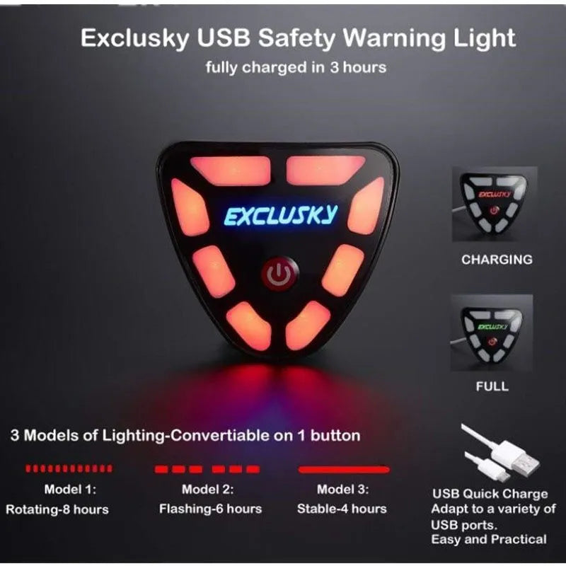 Electric LED cycling helmet with integrated tail light in black, size M 54-58cm